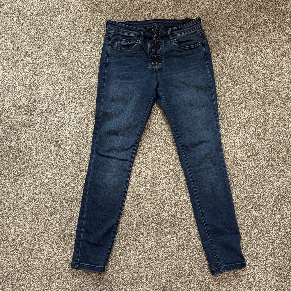 Blank NYC Dark Indigo Lace Up Skinny Jeans